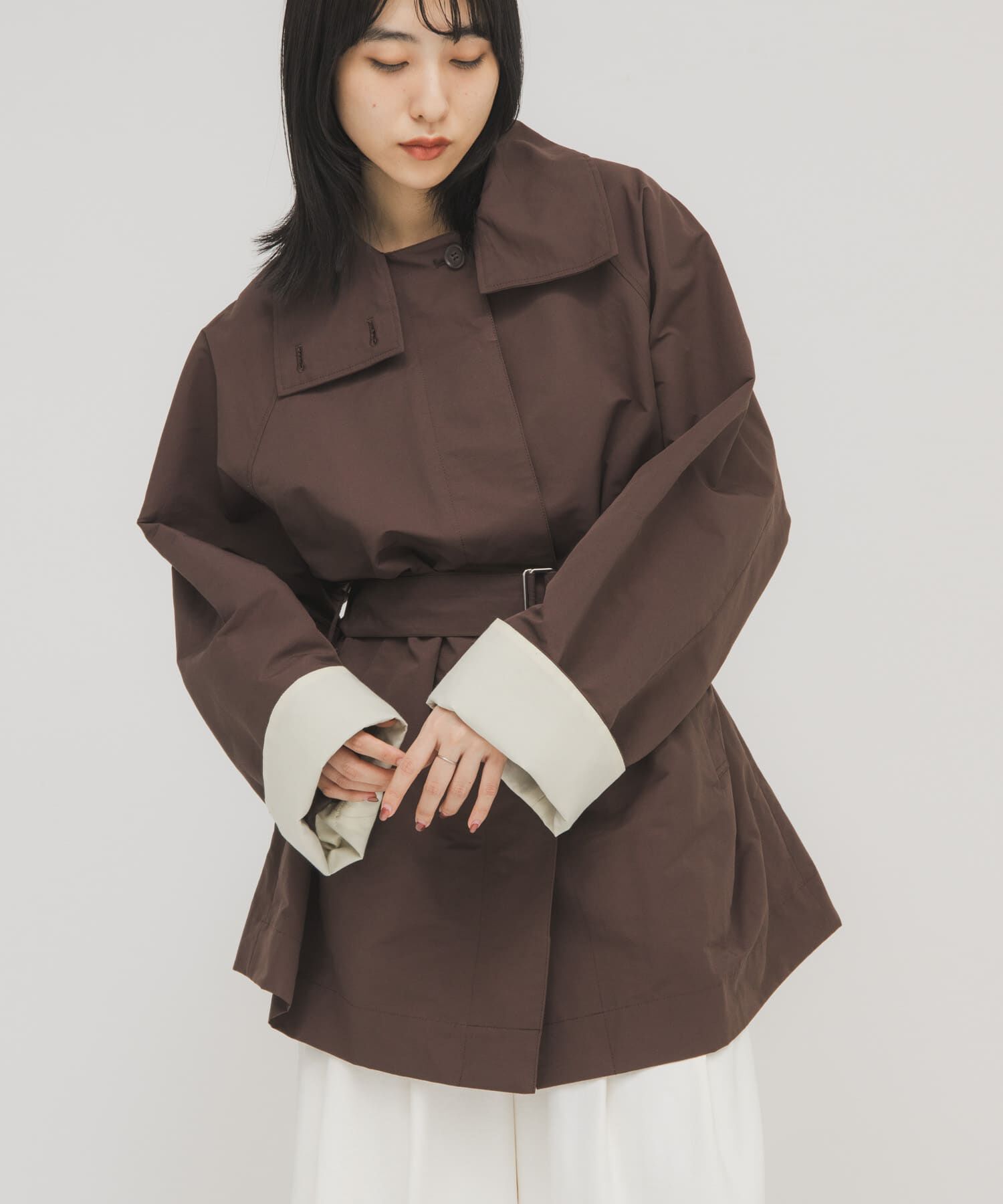  「テントラインBIGミドルコート」|ノーカラーコート|