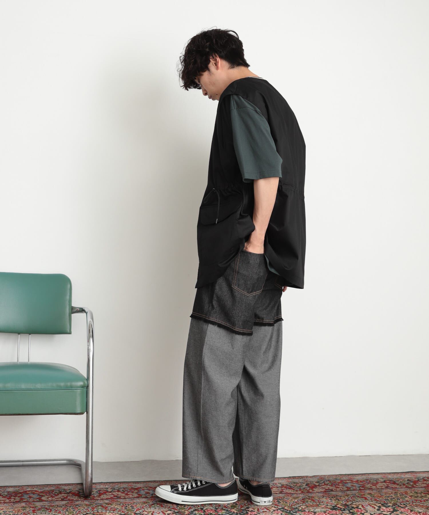 SENSE OF PLACE by URBAN RESEARCH「デニムフリンジシャンブレーワイドパンツ」|デニム|