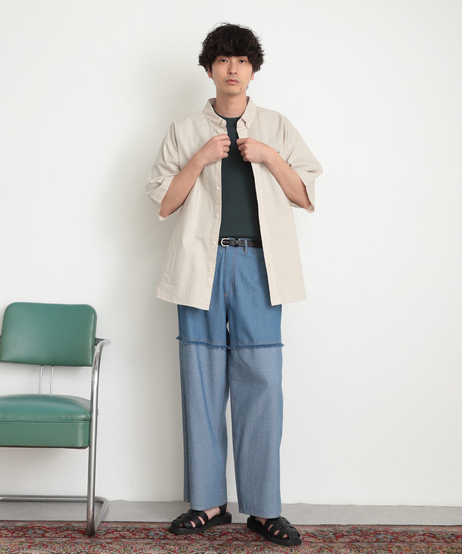 SENSE OF PLACE by URBAN RESEARCH「デニムフリンジシャンブレーワイドパンツ」|デニム|