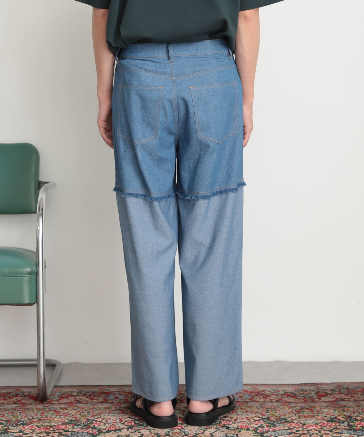 SENSE OF PLACE by URBAN RESEARCH「デニムフリンジシャンブレーワイドパンツ」|デニム|