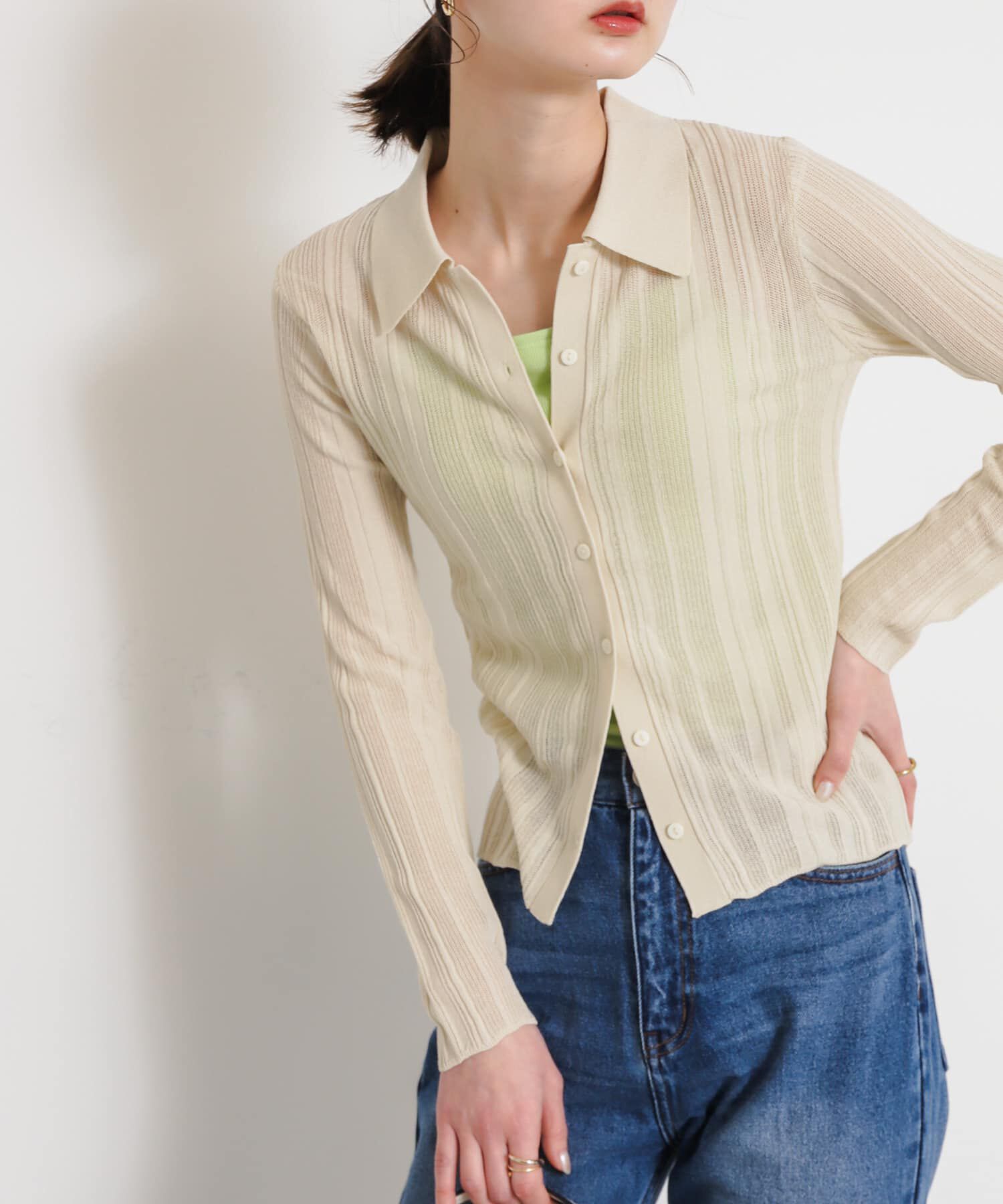 SENSE OF PLACE by URBAN RESEARCH「ランダムリブニットカーディガン」|カーディガン|