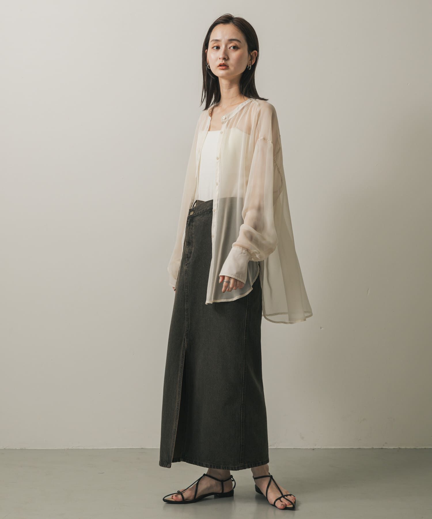 SENSE OF PLACE by URBAN RESEARCH「バンドカラーシャンブレーシアーシャツ」|シャツ・ブラウス|