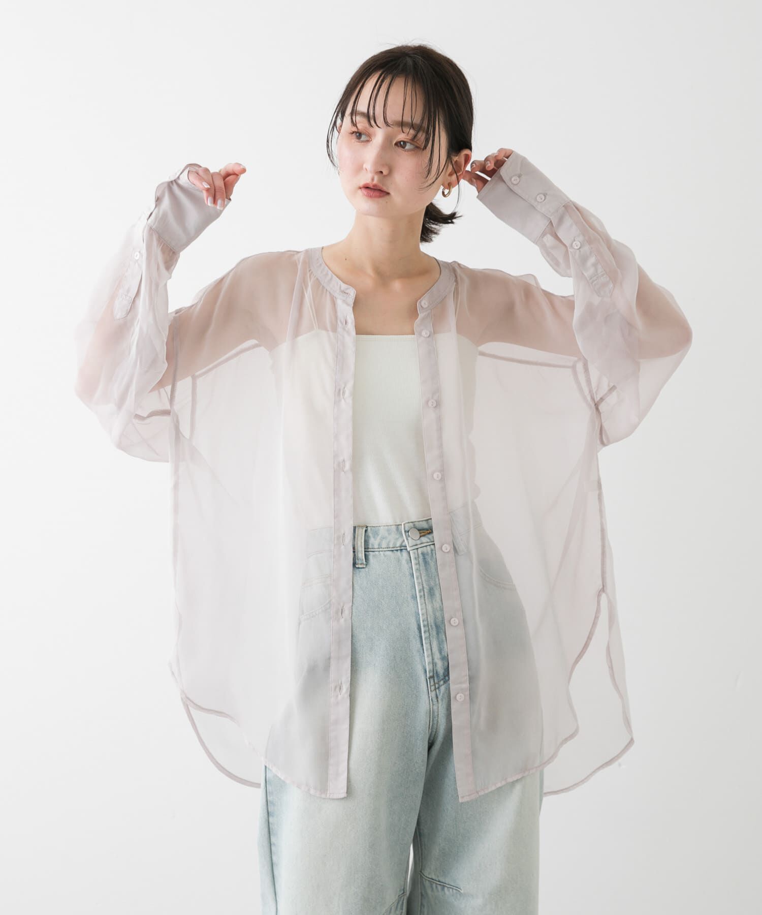 SENSE OF PLACE by URBAN RESEARCH「バンドカラーシャンブレーシアーシャツ」|シャツ・ブラウス|