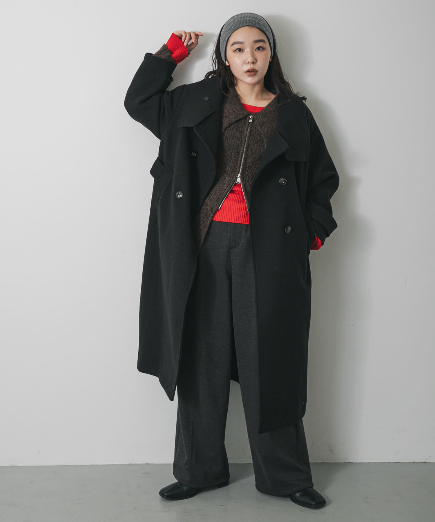 SENSE OF PLACE by URBAN RESEARCH「スタンドカラーロングコート」|ノーカラーコート|ブラック