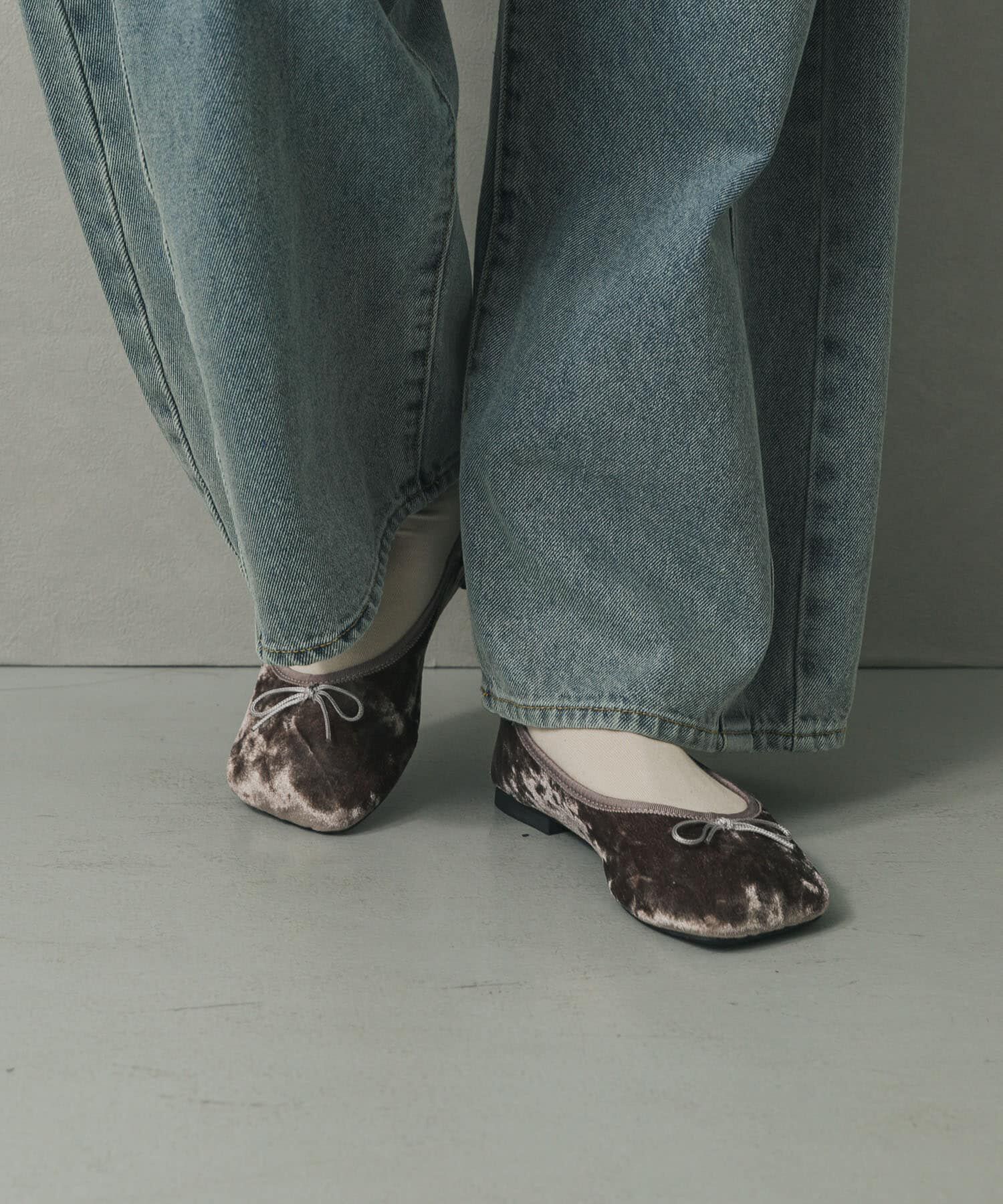 SENSE OF PLACE by URBAN RESEARCH「ベロアスクエアフラットシューズ」|バレエシューズ|