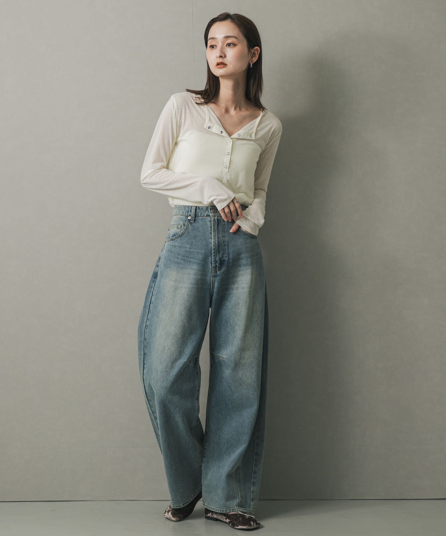 SENSE OF PLACE by URBAN RESEARCH「ベロアスクエアフラットシューズ」|バレエシューズ|