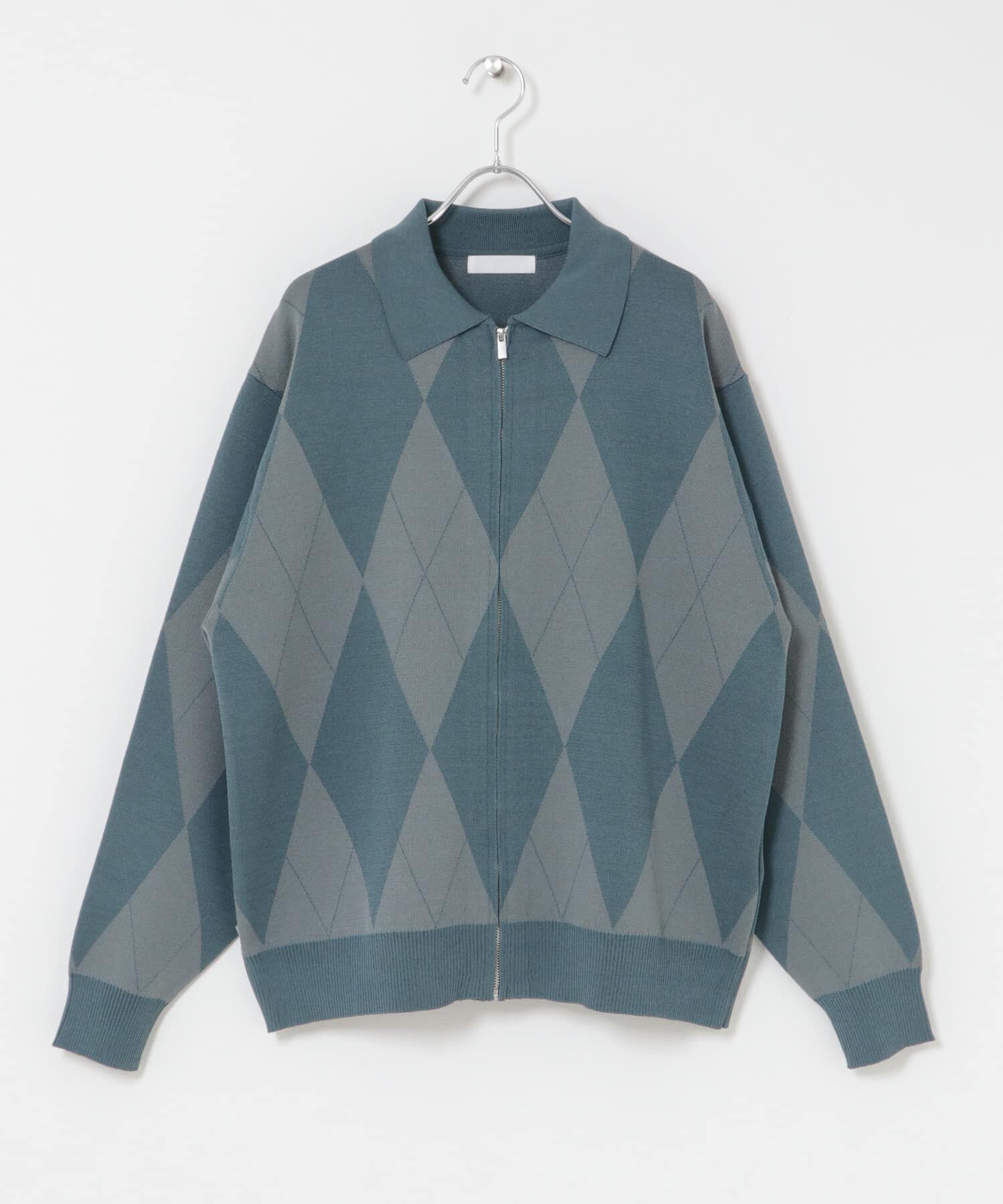 SENSE OF PLACE by URBAN RESEARCH「『洗濯可』アーガイルジップニットカーディガン」|カーディガン|ブルー