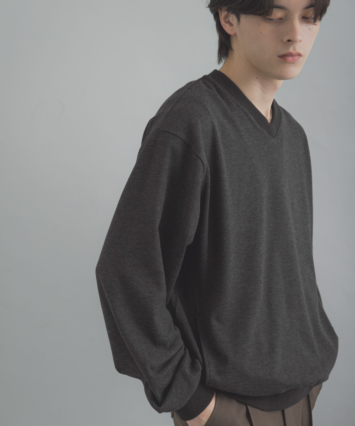 SENSE OF PLACE by URBAN RESEARCH「ライトカットメルトンVネックプルオーバー」|Tシャツ・カットソー|ブラック