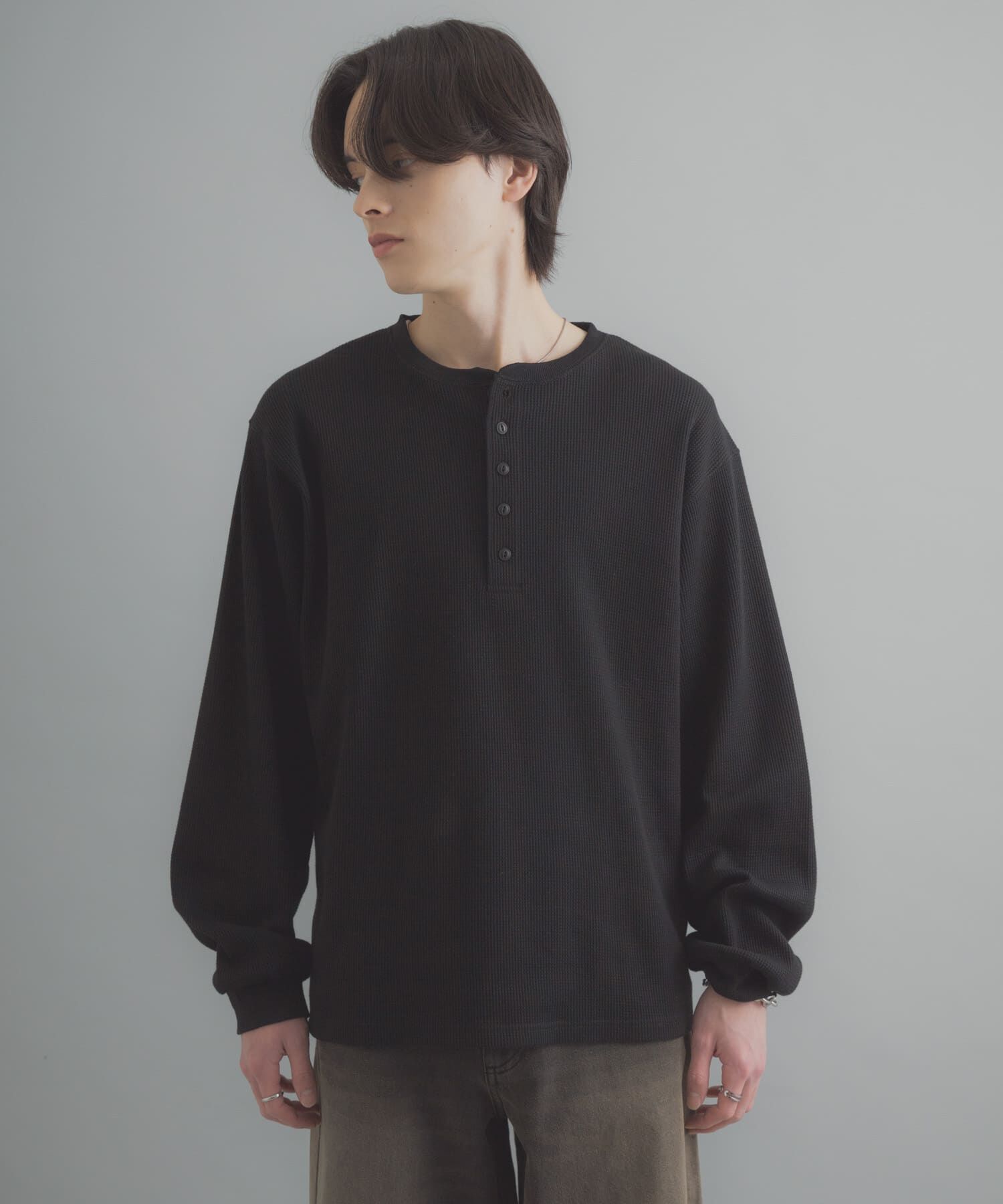 SENSE OF PLACE by URBAN RESEARCH「ワッフルヘンリーネックロングTシャツ」|Tシャツ・カットソー|