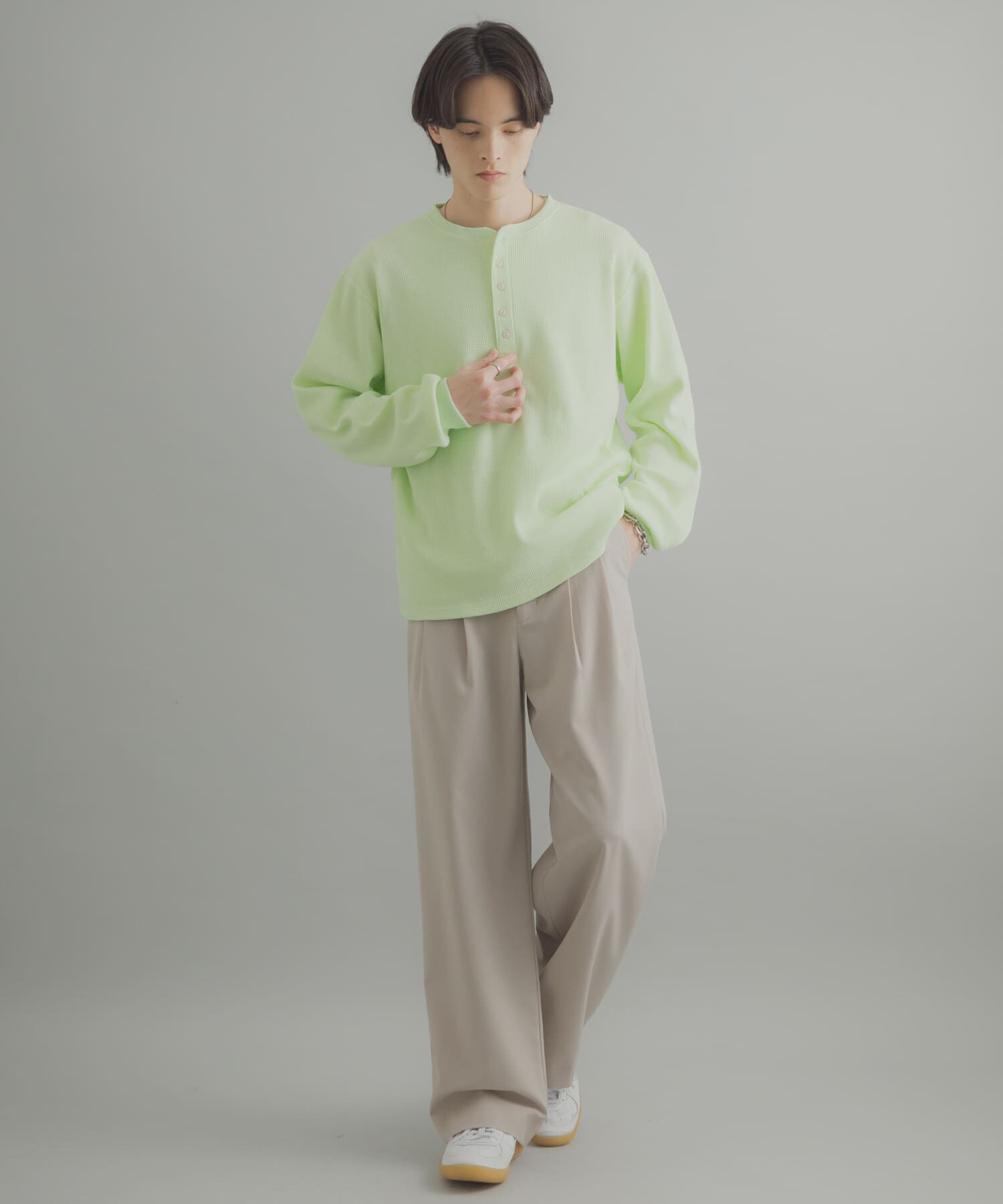 SENSE OF PLACE by URBAN RESEARCH「ワッフルヘンリーネックロングTシャツ」|Tシャツ・カットソー|