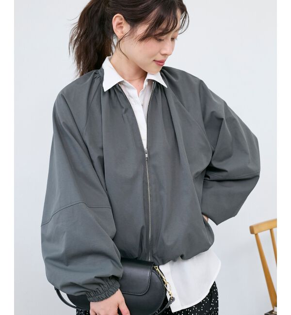  「《WEB限定アイテム》バルーンデザインノーカラーブルゾン」|ブルゾン・スタジャン|Ｃ／グレー