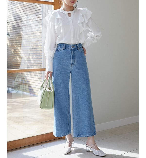 MAJESTICLEGON「ウォッシュデニムワイドパンツ」|デニム|