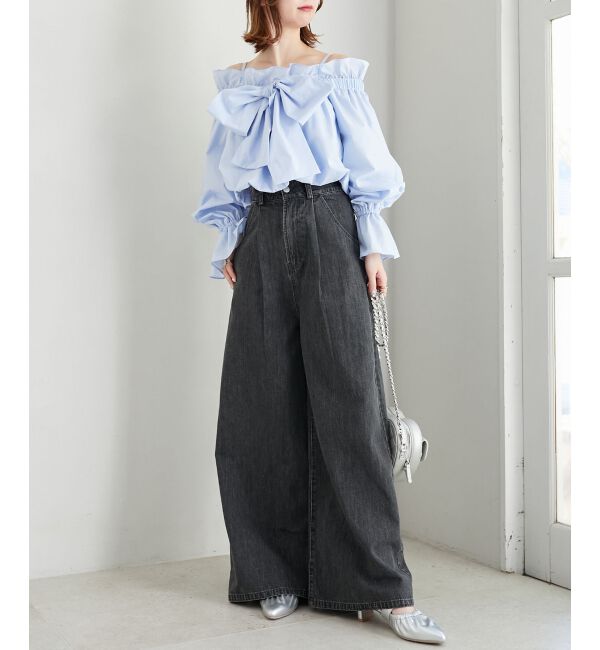  「タックワイドデニム」|デニム|ブラック