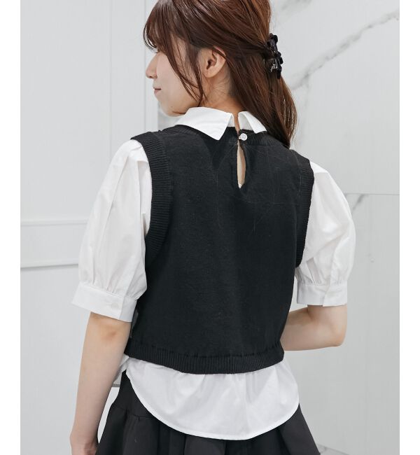 MAJESTICLEGON「シャツドッキングビジューニット」|ニット・セーター|