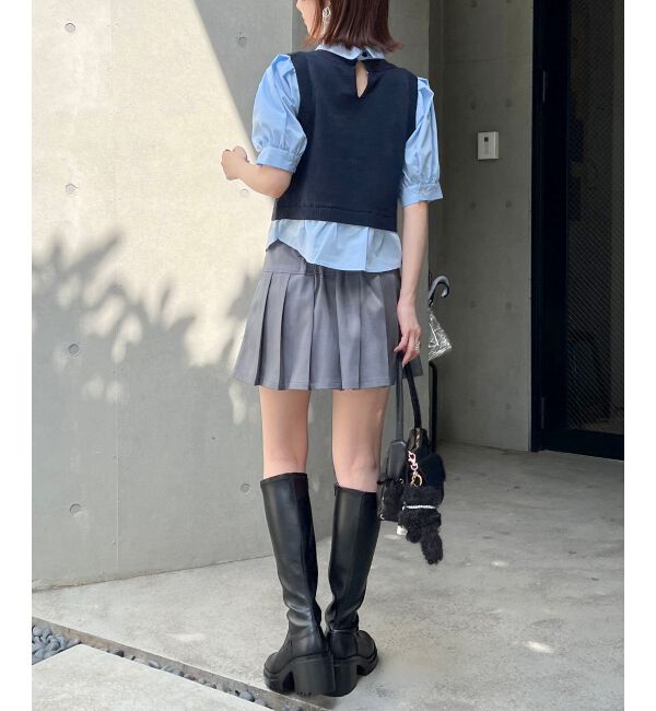 MAJESTICLEGON「シャツドッキングビジューニット」|ニット・セーター|