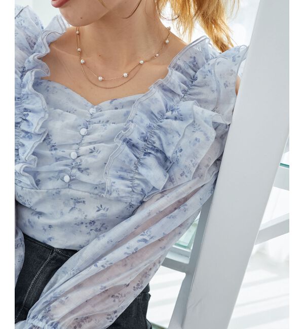  「オープンショルダーフリルブラウス」|シャツ・ブラウス|