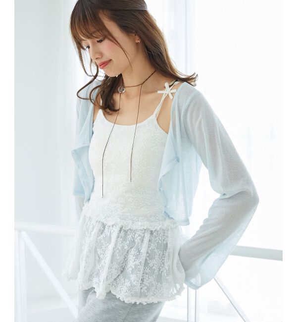  「ペプラムキャミ&times;カーデセット」|カーディガン|