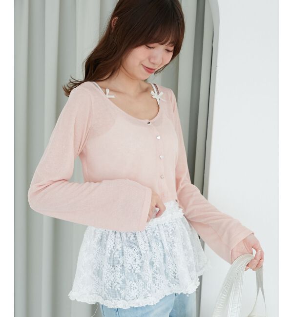  「ペプラムキャミ&times;カーデセット」|カーディガン|