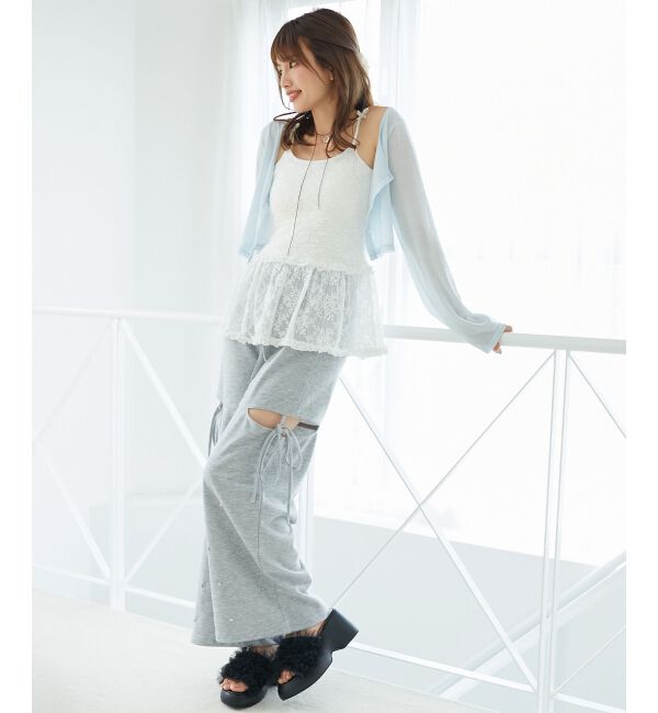  「ペプラムキャミ&times;カーデセット」|カーディガン|ブルー