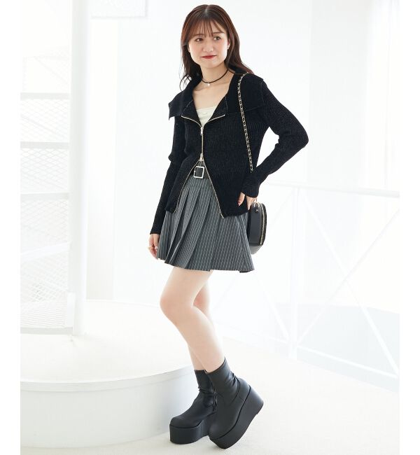  「キラキラモールダブルジップニット」|ニット・セーター|