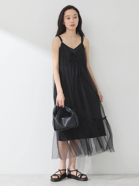 earth music&ecology「ドットチュールキャミワンピース」|ワンピース|