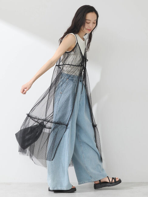 earth music&ecology「ドットチュールキャミワンピース」|ワンピース|