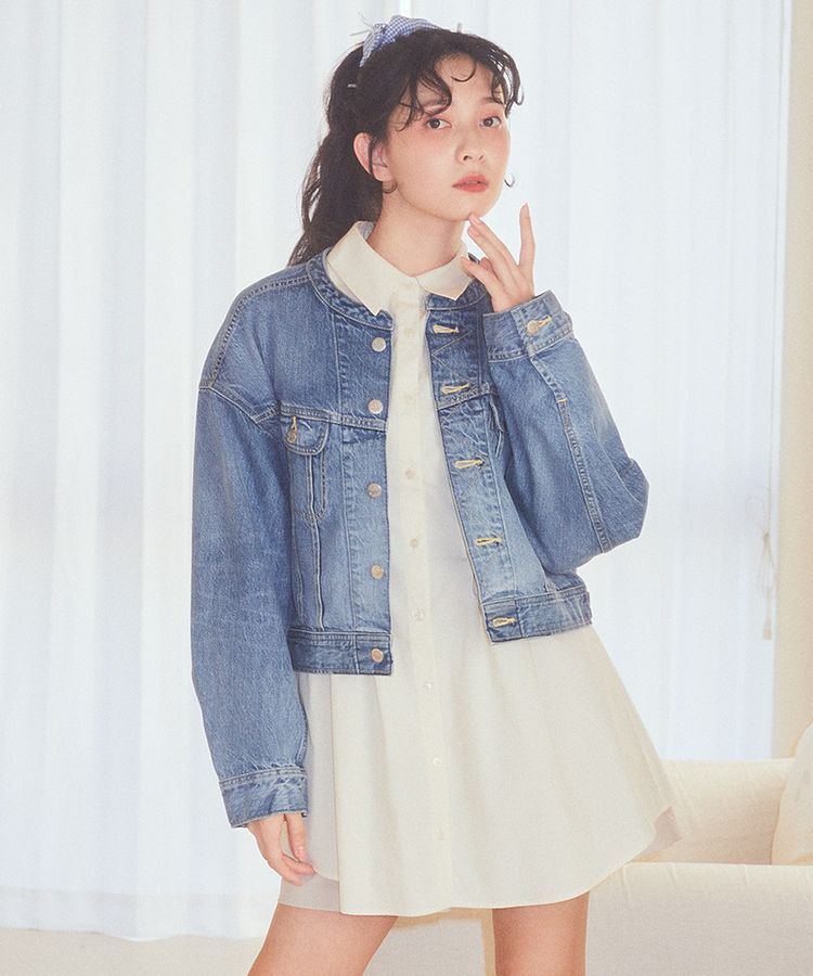 earth music&ecology「Lee &times; e.m.a.e. ライダース ノーカラージャケット」|テーラードジャケット|