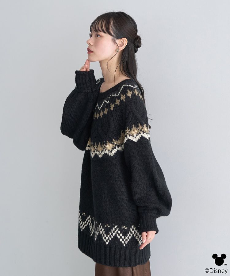 earth music&ecology「Disney/ミッキー刺繍ノルディックニットチュニック」|チュニック|