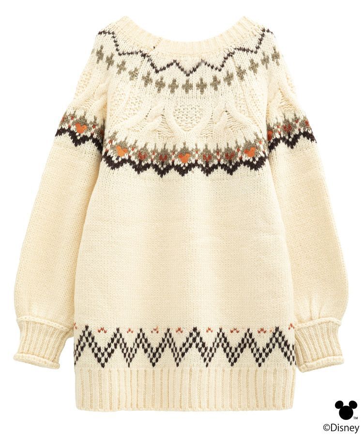 earth music&ecology「Disney/ミッキー刺繍ノルディックニットチュニック」|チュニック|