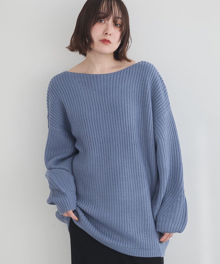 earth music&ecology「アンチピリングクロスネックルーズニット」|チュニック|