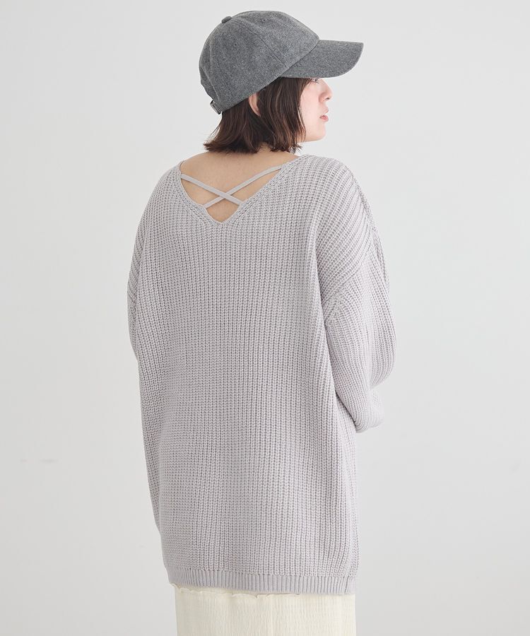 earth music&ecology「アンチピリングクロスネックルーズニット」|チュニック|Gray