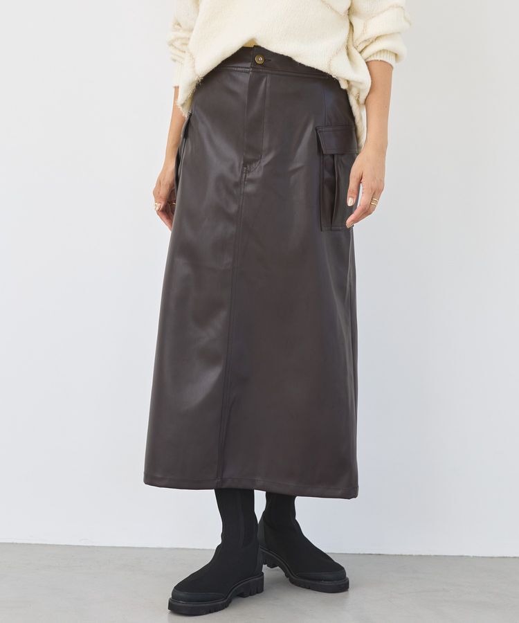AMERICAN HOLIC「Wポケットフェイクレザースカート」|スカート|Brown