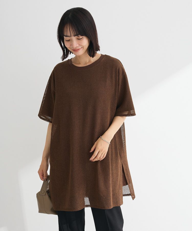 Green Parks「半袖メッシュドッキングチュニック」|チュニック|