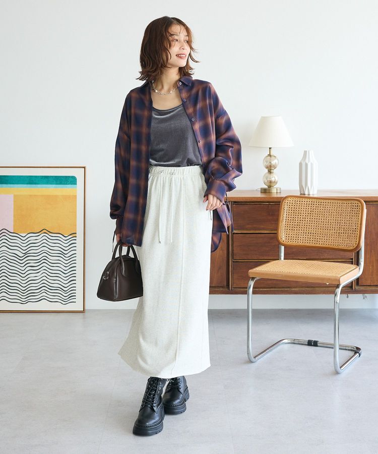 Green Parks「ドロストイージーウエスト裏毛Iラインスカート」|タイト|