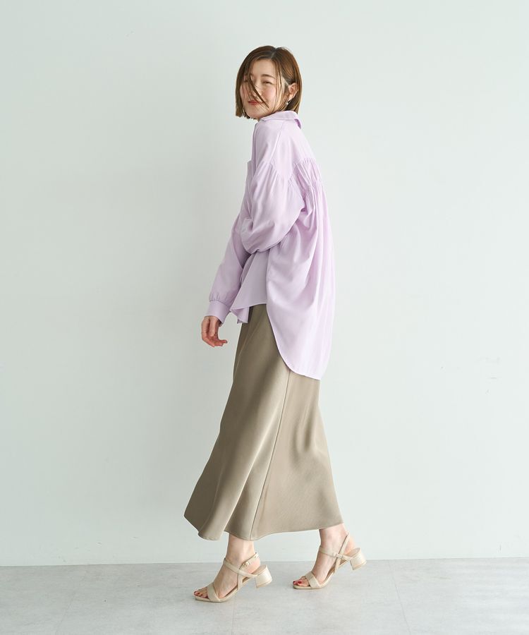 YECCA VECCA「サテンフレアスカート」|フレア|