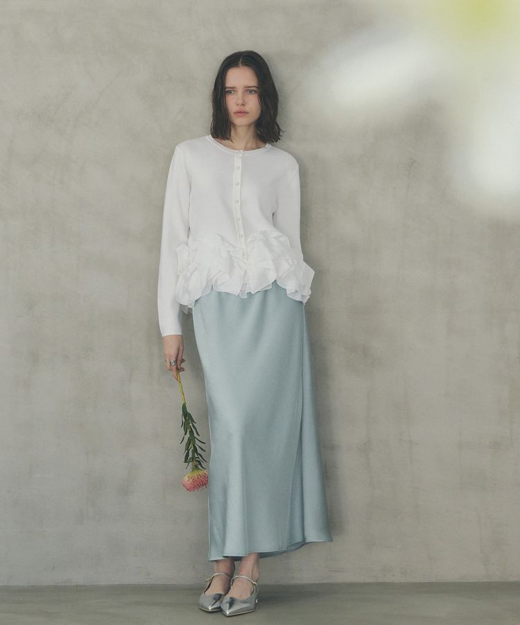 YECCA VECCA「サテンフレアスカート」|フレア|