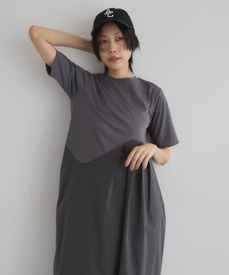 GARAGE OF GOOD CLOTHING「異素材切り替えコクーンワンピース」|ワンピース|