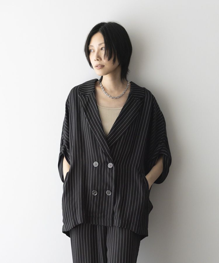 GARAGE OF GOOD CLOTHING「ストライプ半袖ジャケット」|テーラードジャケット|