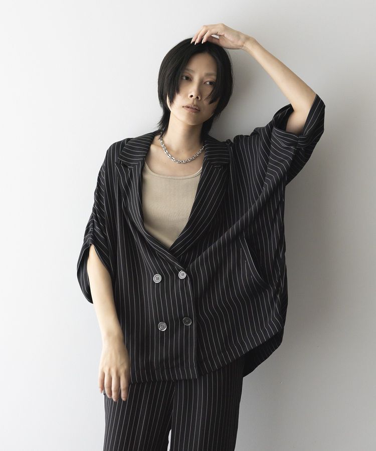 GARAGE OF GOOD CLOTHING「ストライプ半袖ジャケット」|テーラードジャケット|