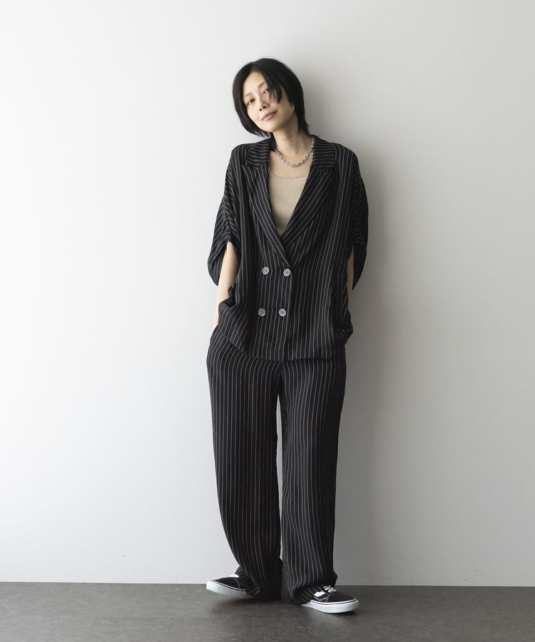 GARAGE OF GOOD CLOTHING「ストライプ半袖ジャケット」|テーラードジャケット|