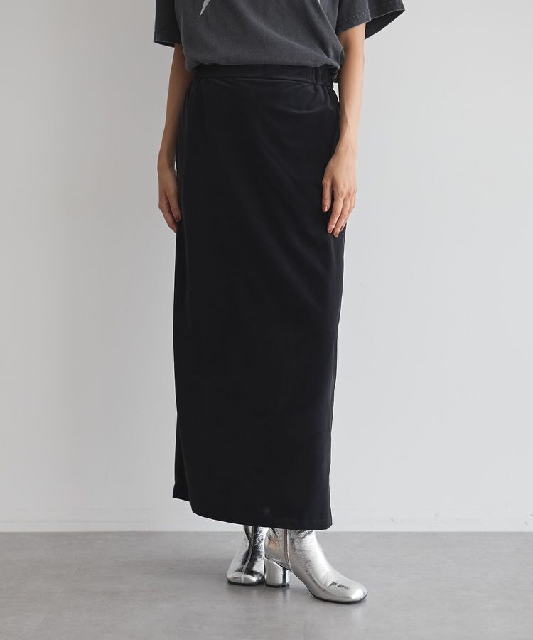 GARAGE OF GOOD CLOTHING「ベロアIラインロングスカート」|タイト|Black