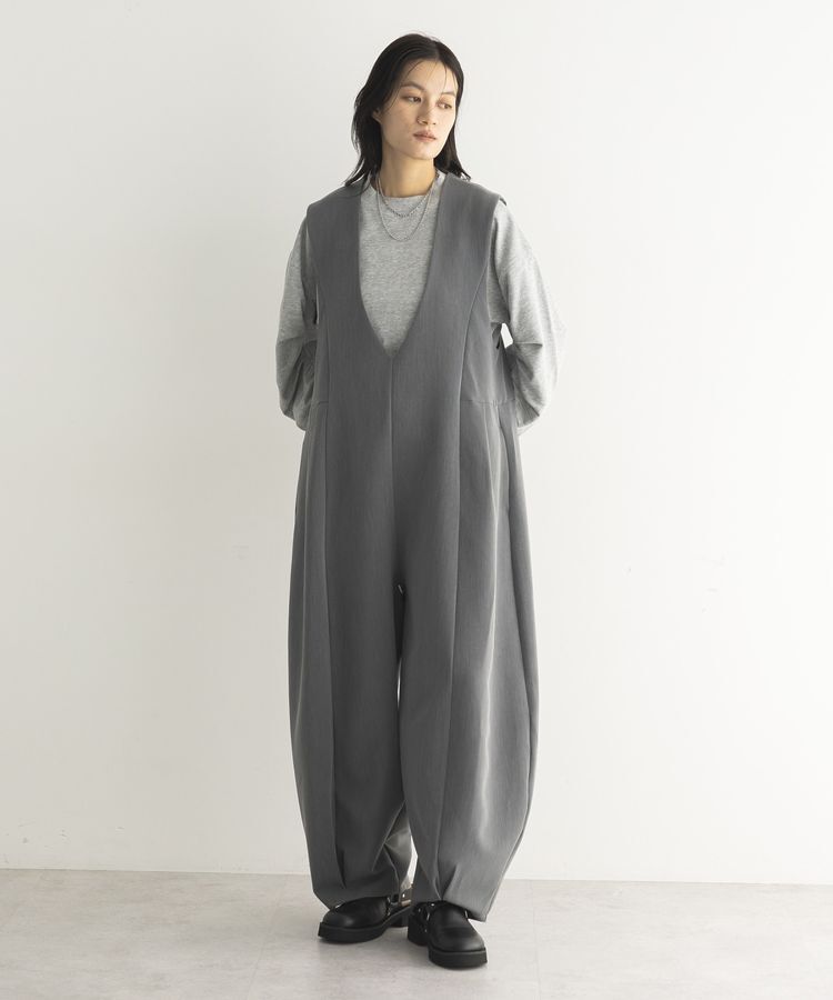 GARAGE OF GOOD CLOTHING「グレーVネックバレルオールインワン」|オールインワン|