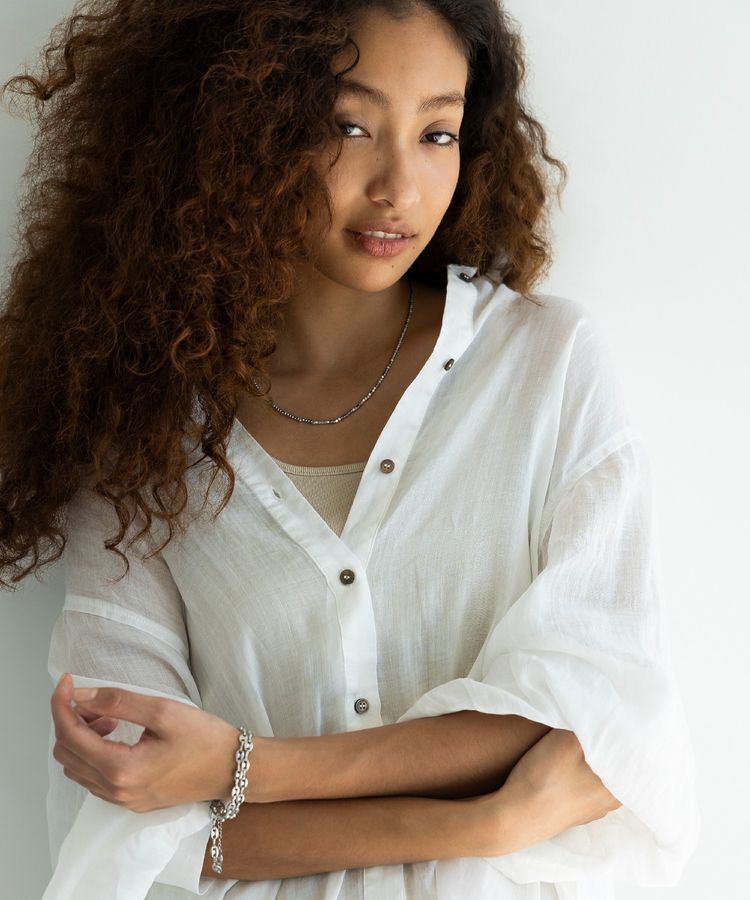 GARAGE OF GOOD CLOTHING「リネンギャザースリーブブラウス」|シャツ・ブラウス|