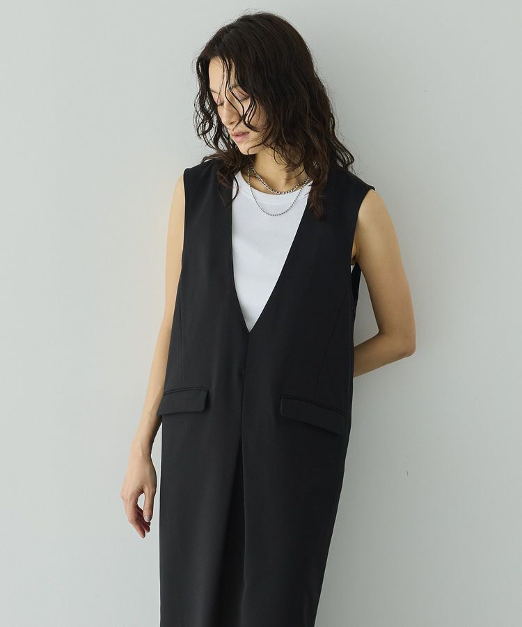 GARAGE OF GOOD CLOTHING「ムジ深Vネックタックジャンパースカート」|ジャンパースカート|