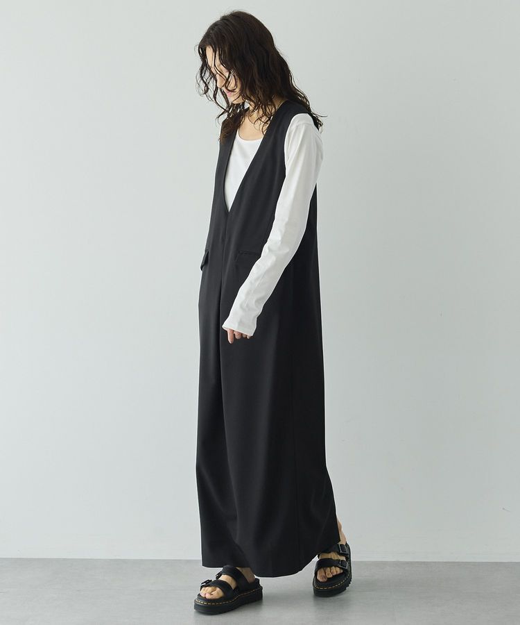 GARAGE OF GOOD CLOTHING「ムジ深Vネックタックジャンパースカート」|ジャンパースカート|