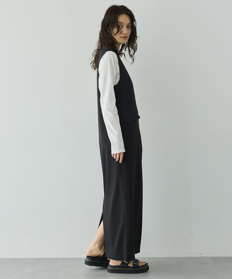 GARAGE OF GOOD CLOTHING「ムジ深Vネックタックジャンパースカート」|ジャンパースカート|