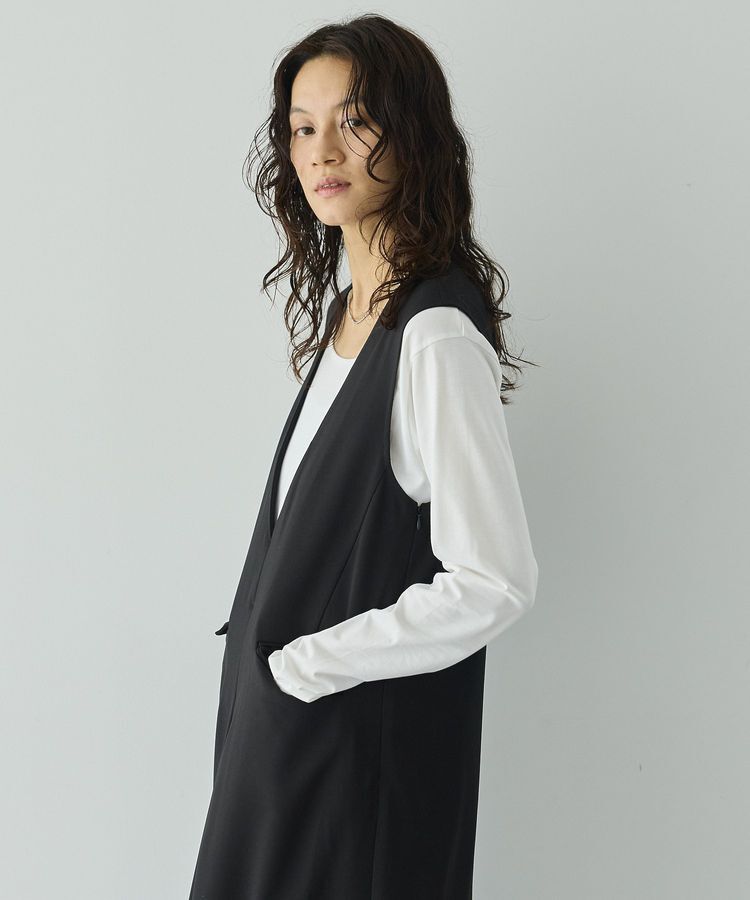 GARAGE OF GOOD CLOTHING「ムジ深Vネックタックジャンパースカート」|ジャンパースカート|