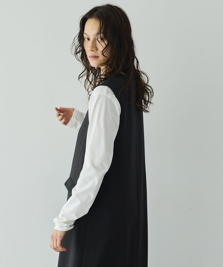 GARAGE OF GOOD CLOTHING「ムジ深Vネックタックジャンパースカート」|ジャンパースカート|