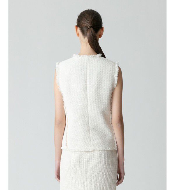 allureville「【セットアップ対応可能】ラスティックツイードフリンジジレ」|ベスト・ジレ|