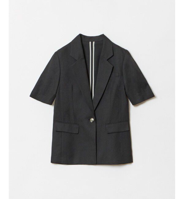 allureville「【セットアップ対応可能】リネンコンシャークスキンハーフスリーブジャケット」|テーラードジャケット|